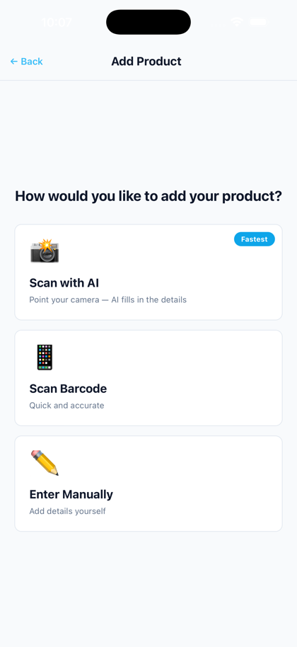 Three ways to add a product